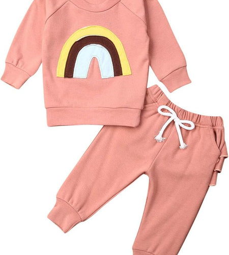 Newborn Baby Girls Clothes Cotton Suit Cute Baby Kid Infant Toddler Play Wear Rainbow Outfits