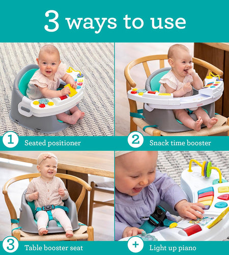 Music & Lights 3-In-1 Discovery Seat and Booster - Convertible, Infant Activity and Feeding Seat with Electronic Piano for Sensory Exploration, for Babies and Toddlers, Teal